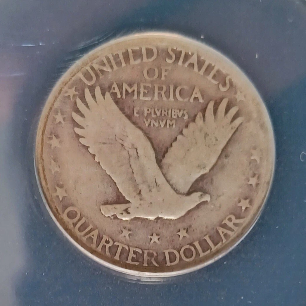 1921 Standing Liberty Quarter die crack error showing raised crack line running across the coin surface